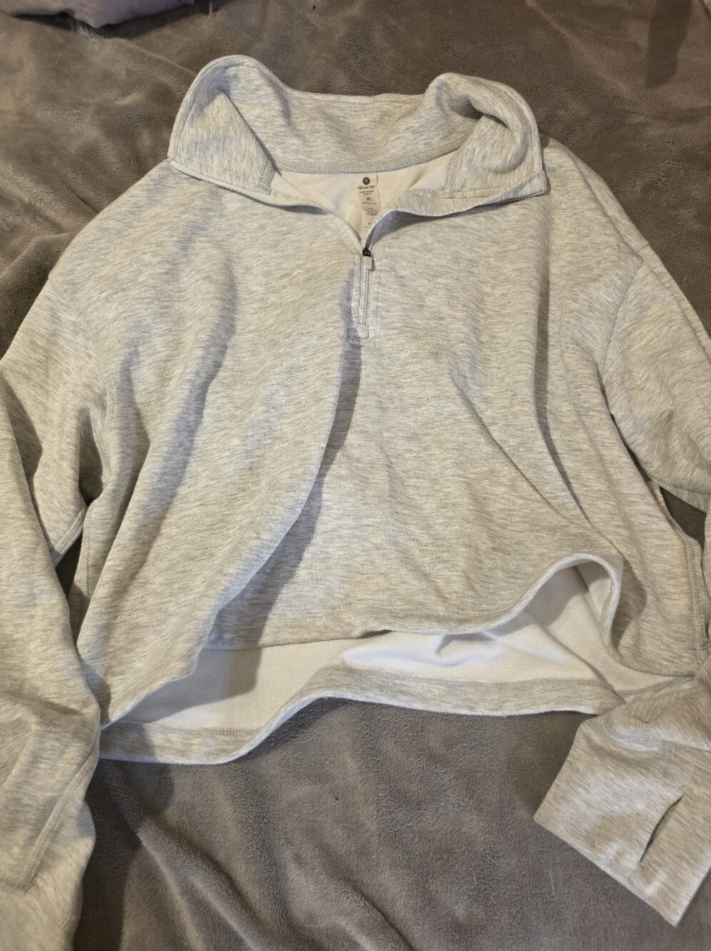 Velocity Light Heather Gray Quarter Zip Scuba Look Alike Xl